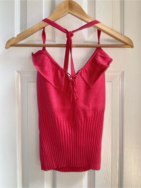 Alvin Valley Ribbed Race back Knit Top Sz 38 Coral Summer Luxe Euro Everyday